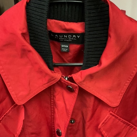 Sunday Red Utility Jacket with Collared Neckline - Picture 2 of 8
